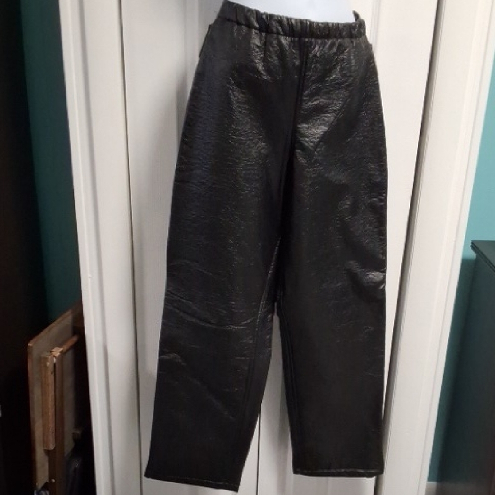 Women's Vintage Snow King Black Faux Leather Pants S/XS